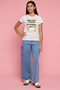 Girl's White Typography Print T-Shirt with Crew Neck and Short Sleeves - 2