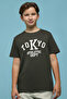 Boy's Green Printed T-Shirt with Crew Neck and Short Sleeves