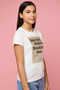 Girl's White Typography Print T-Shirt with Crew Neck and Short Sleeves - 3