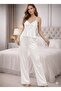 WOMEN'S SATIN LACE DETAIL 2-PIECE PAJAMA SET - 2