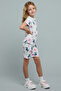 Girl's Cream Printed T-Shirt and Shorts Set - 2