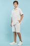Boy's Gray Striped Shirt and Shorts Set - 3