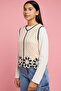Girl's Beige Crochet Sleeveless Top with V-Neck - 2