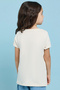 Girl's Beige Printed T-Shirt with Crew Neck and Short Sleeves - 5