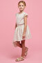 Girl's Cream Embroidered Top and Skirt Set - 2