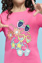 Girl's Pink Printed T-Shirt with Crew Neck and Short Sleeves - 2
