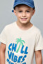 Boy's Beige Printed T-Shirt with Crew Neck and Short Sleeves - 2