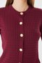 Women's Crew Neck Hair Knit Short Sleeve Knitwear Cardigan 121824 Claret Red - 5