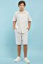 Boy's Gray Striped Shirt and Shorts Set
