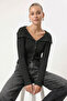 Women's Terra Corded Buttoned Anthracite Knitwear Cardigan
