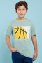 Boy's Green Printed T-Shirt with Crew Neck and Short Sleeves