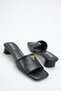 Women's Heeled Slippers White Skin Tone Blunt Toe Round Heels with Gold Accessories - Modern and Stylish