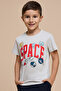 Boy's Gray Printed T-Shirt with Crew Neck and Short Sleeves