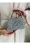 Women's Silver Stone Double Handle Women's Young Wedding Nikah Prom Graduation Engagement Evening Dress Bag - 6