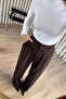 Brown Pleated Wide Leg High Waist Trousers - 2
