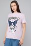 Women's Purple Kuromi Print T-Shirt with Crew Neck and Short Sleeves - 2