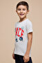 Boy's Gray Printed T-Shirt with Crew Neck and Short Sleeves - 2