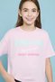 Girl's Pink Printed T-Shirt with Crew Neck and Short Sleeves - 2