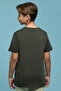 Boy's Green Printed T-Shirt with Crew Neck and Short Sleeves - 5