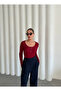Burgundy Buttoned Long T-Shirt - 4
