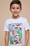 Boy's Cream Printed T-Shirt with Crew Neck and Short Sleeves - 3