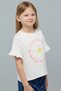 Girl's Cream Crochet Detail T-Shirt With Crew Neck And Short Sleeves - 4