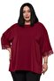 Plus Size Lace Detailed Half Sleeve Burgundy Blouse
