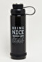 Unisex Black Printed Water Bottle, 800Ml