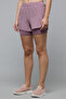 Women's Purple Solid Hybrid Shorts with Elastic Waist - 2