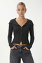 Women's Terra Corded Buttoned Anthracite Knitwear Cardigan - 2