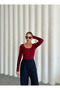 Burgundy Buttoned Long T-Shirt - 2