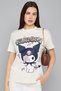 Women's Cream Kuromi Print T-Shirt with Crew Neck and Short Sleeves - 3