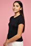 Girl's Black Solid T-Shirt with Crew Neck and Short Sleeves - 3