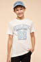 Boy's Cream Printed T-Shirt with Crew Neck and Short Sleeves - 3