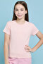 Girl's Pink Solid T-Shirt with Crew Neck and Short Sleeves
