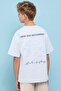 Boy's Gray Printed T-Shirt with Crew Neck and Short Sleeves - 4