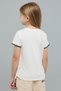 Girl's Cream Crochet Detail T-Shirt With Crew Neck And Short Sleeves - 4