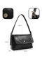 Wrinkled Textured Black-Wrinkled Textured Cream Shk302 Set Faux Leather, Snap Fasteners, Hand, Arm and Shoulder Bag - 5