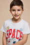 Boy's Gray Printed T-Shirt with Crew Neck and Short Sleeves - 3