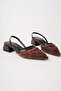 Women's Brown Embroidered and Beaded Heeled Shoes - 2
