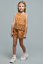 Girl's Brown Embroidered Top and Shorts Set - 2