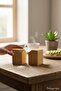 2-Piece Natural Bamboo Wooden Salt Shaker with Magnets 2-Piece Salt Shaker-Spice Container Set Height 7cm Depth 5cm - 4