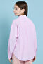 Girl's Pink Ribbed Top & Striped Shirt Set - 4