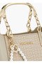 Floral Print Bag With Metallic Handles, Pearl Charm, And A Detachable Shoulder Strap - 4