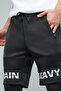 Men's Black Typography Print Trackpants With Drawstring Waist - 5