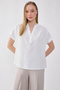 V-Neck Crinkle Fabric Blouse