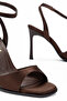 Brown Satin Ankle-Tie Single-Strap Women's Heel Sandals - 4
