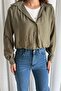 Women's Khaki Basic Body Detailed Shirt with Necklace - 5