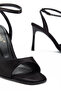 Black Satin Ankle Strap Single Strap Heeled Women's Sandals - 4