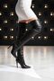Anjelikaaa Black Leather Women's Half Zipper Over-The-Knee Stretch Boots